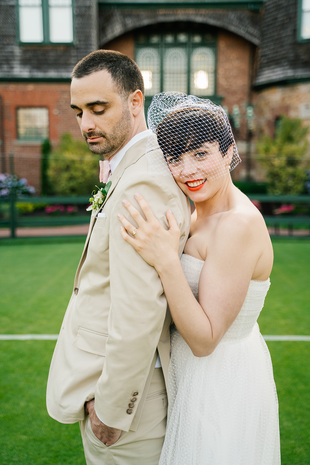 Vintage bride with birdcage veil