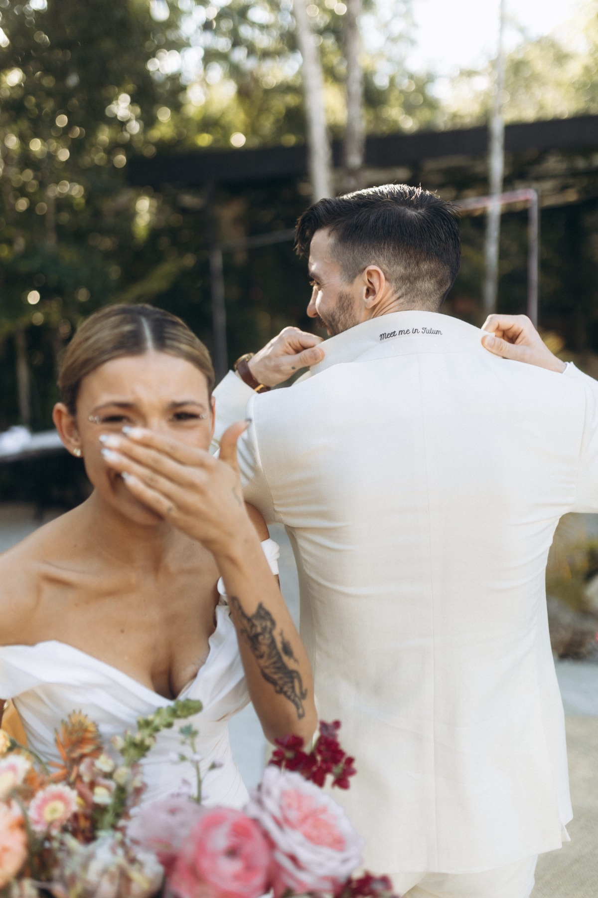 Custom embroidered groom suit 