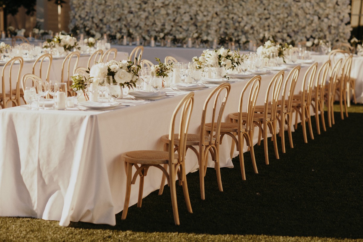 White and wood Napa reception 