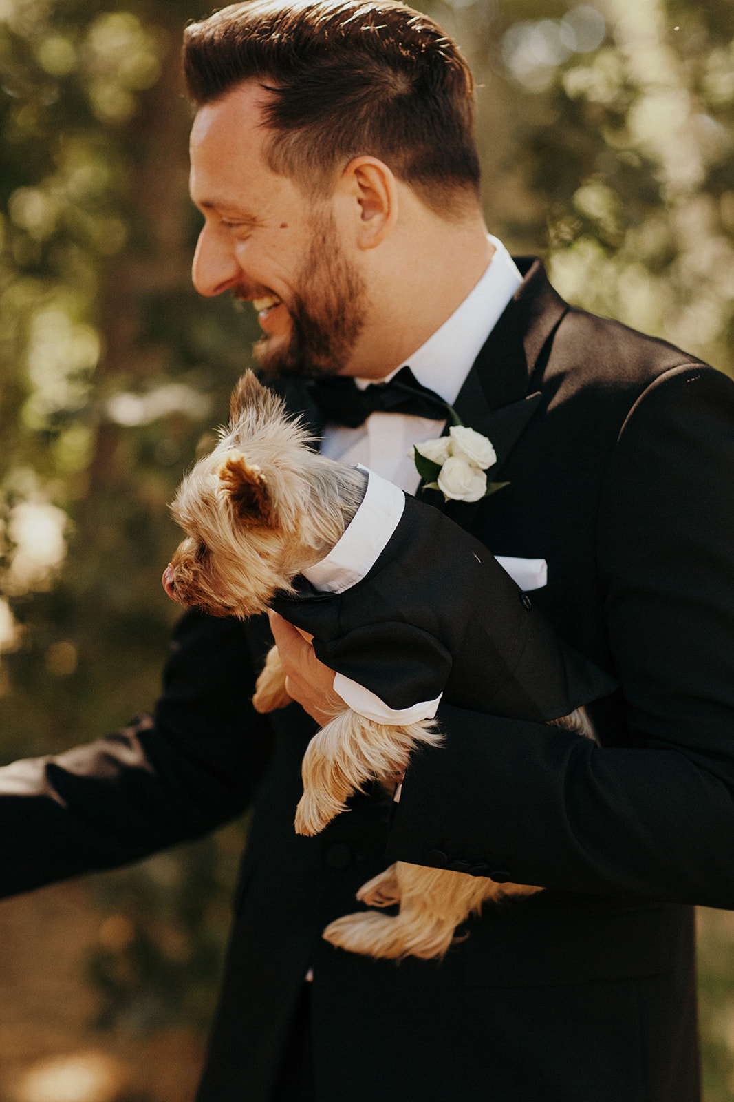 Groom with dog ring bearer