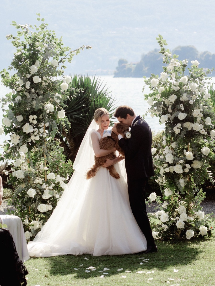 This Italian villa wedding features two dresses & a dog ring bearer!