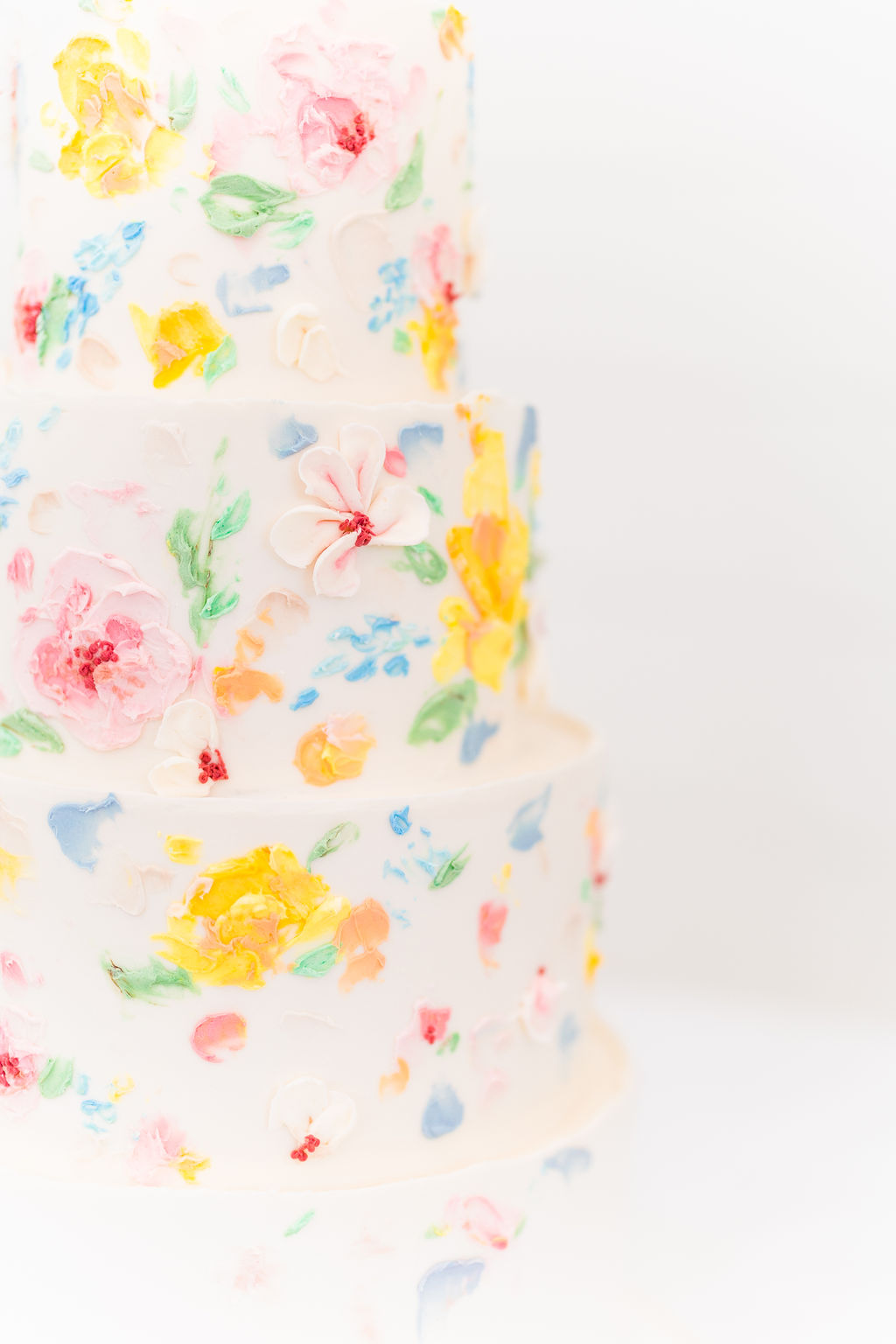 pressed flower wedding cake