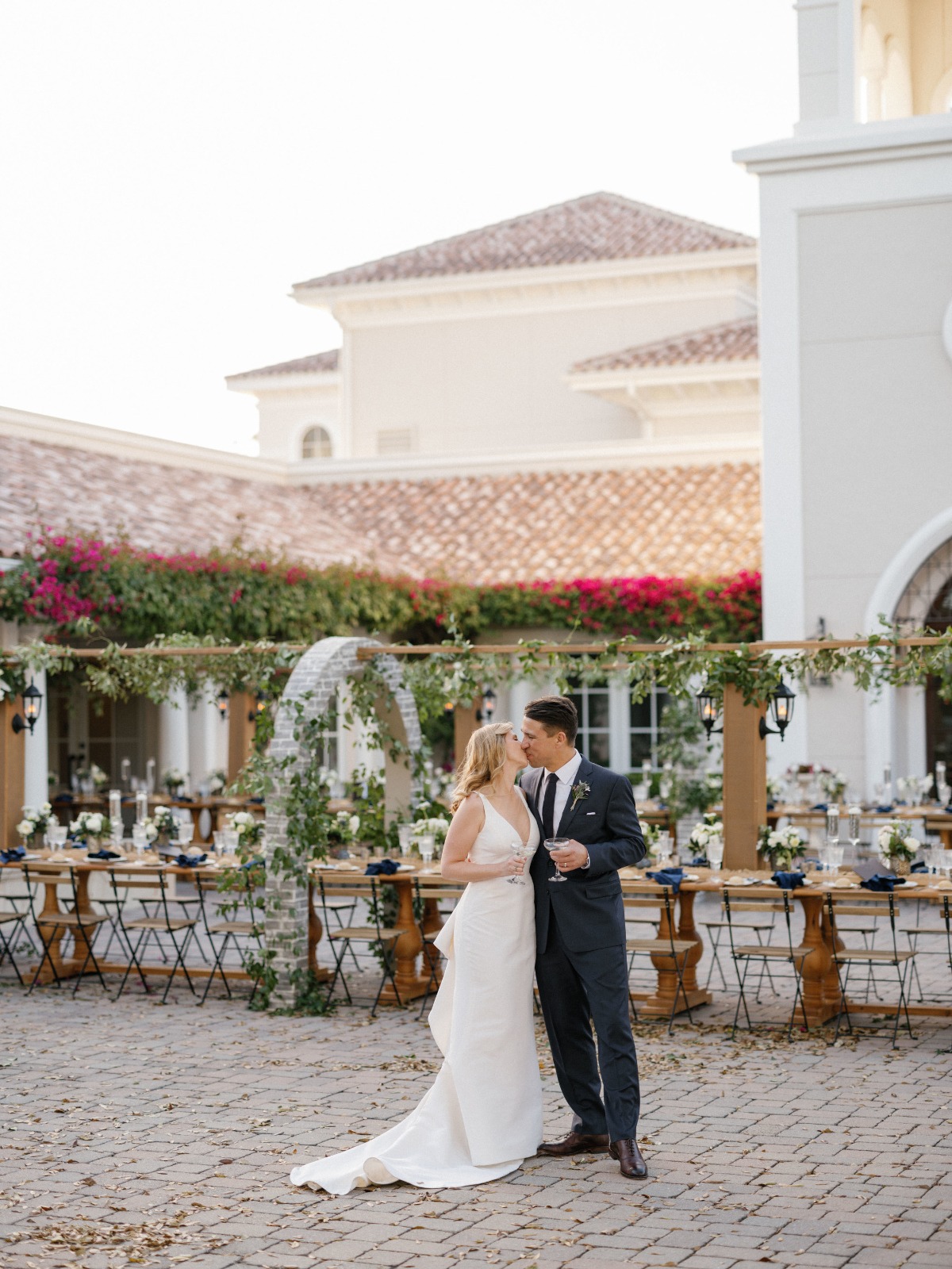 italian outdoor wedding with brick accents
