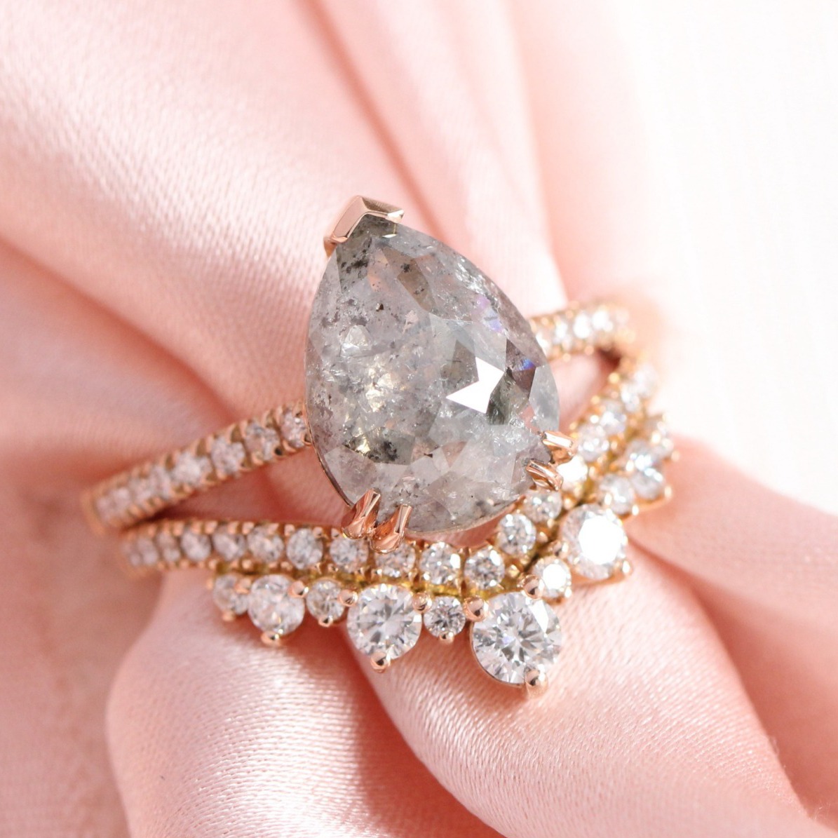 Diamond Nexus Toi et Moi Emerald and Pear Cut Engagement Ring