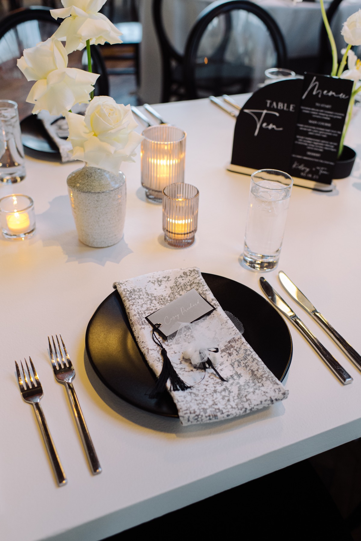 black and white placesetting