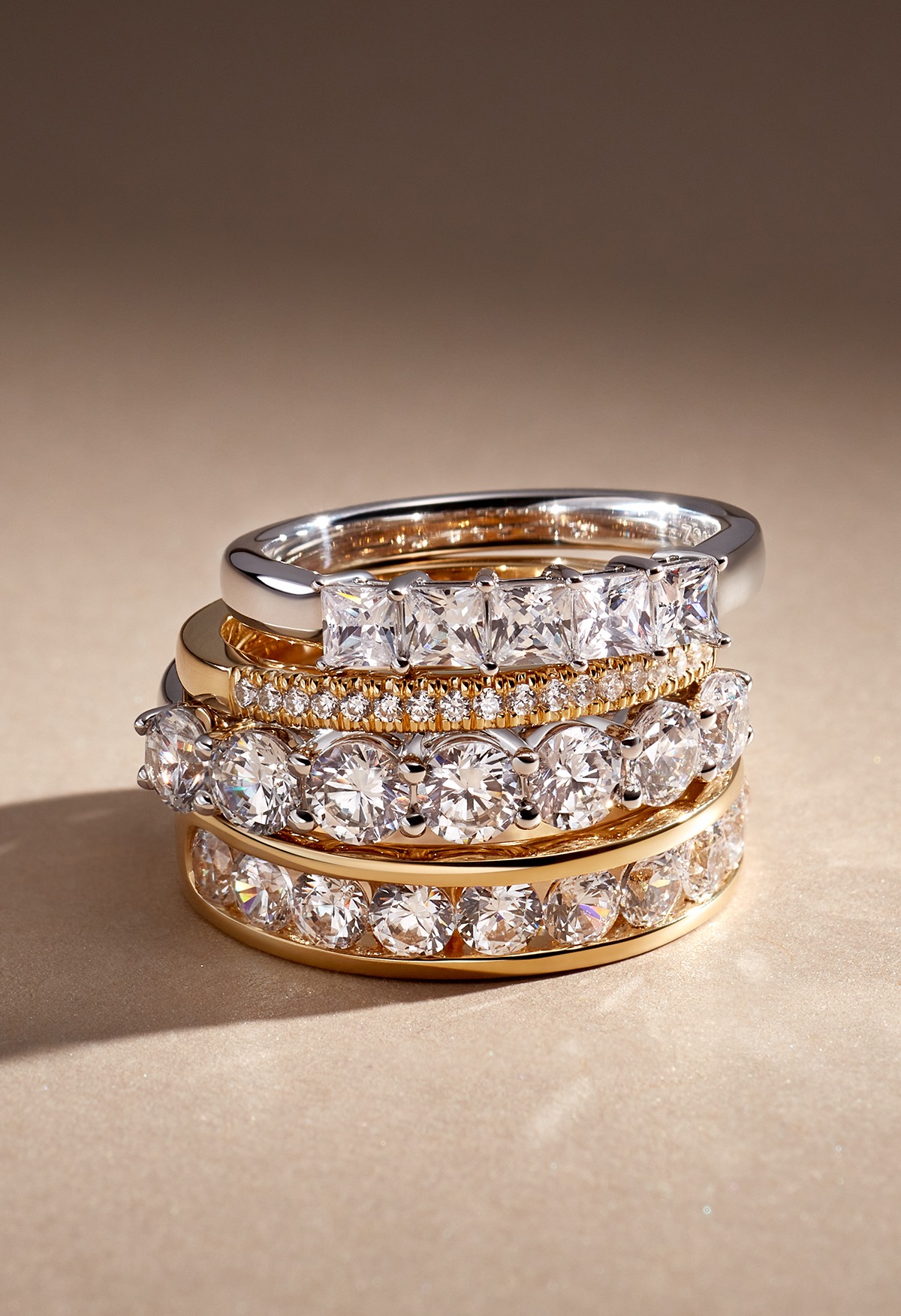 14K White and Yellow Gold 5 Diamond Engagement Wedding Anniversary Ring  Vintage - Timekeepersclayton