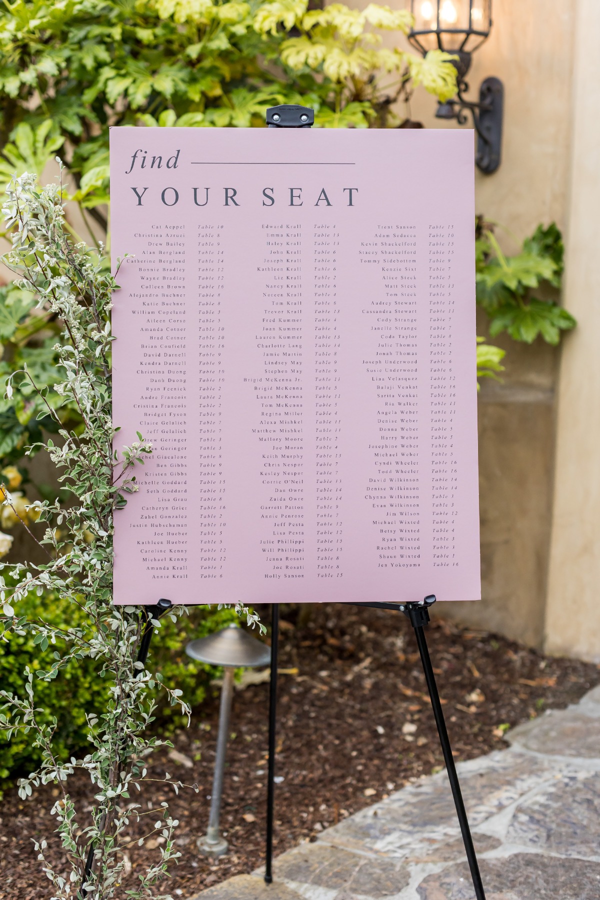 contemporary seating chart