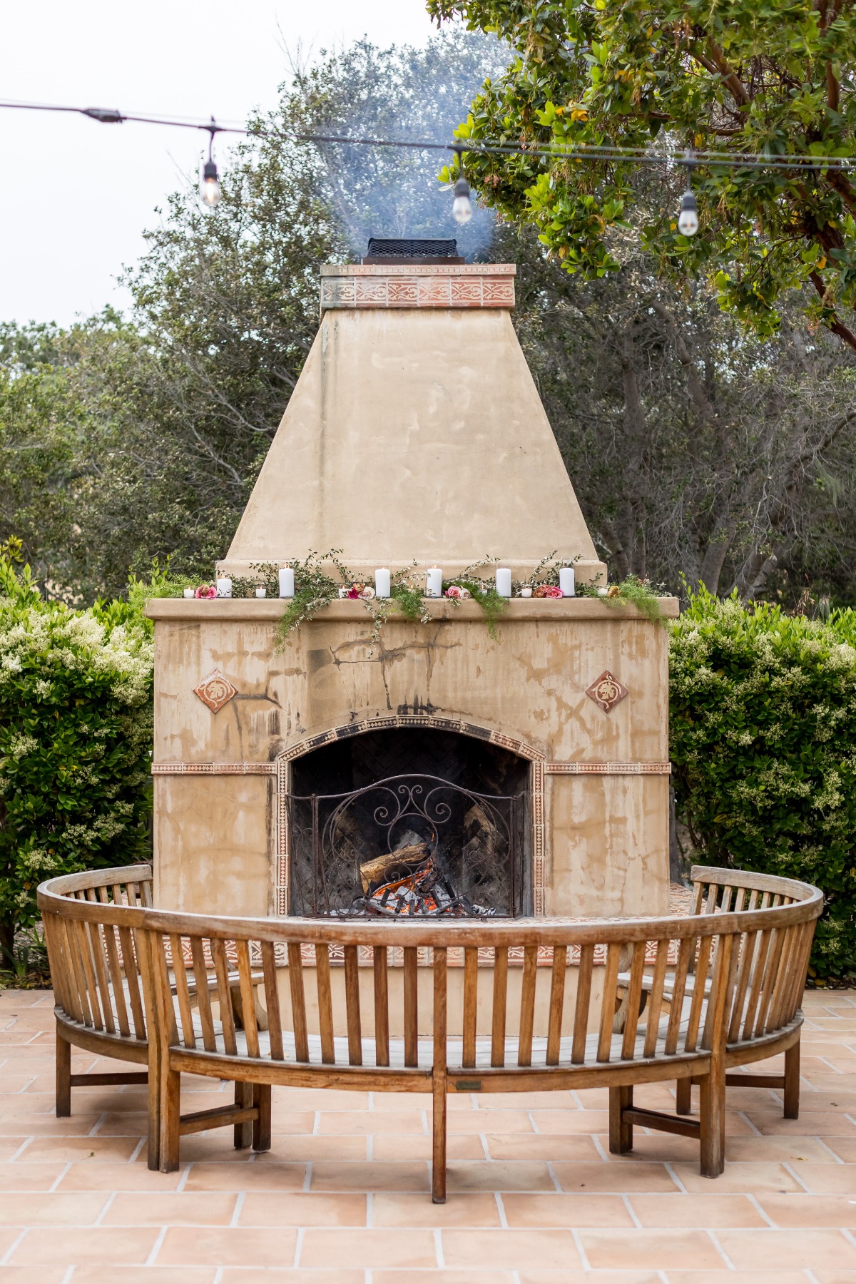 outdoor wood fireplace