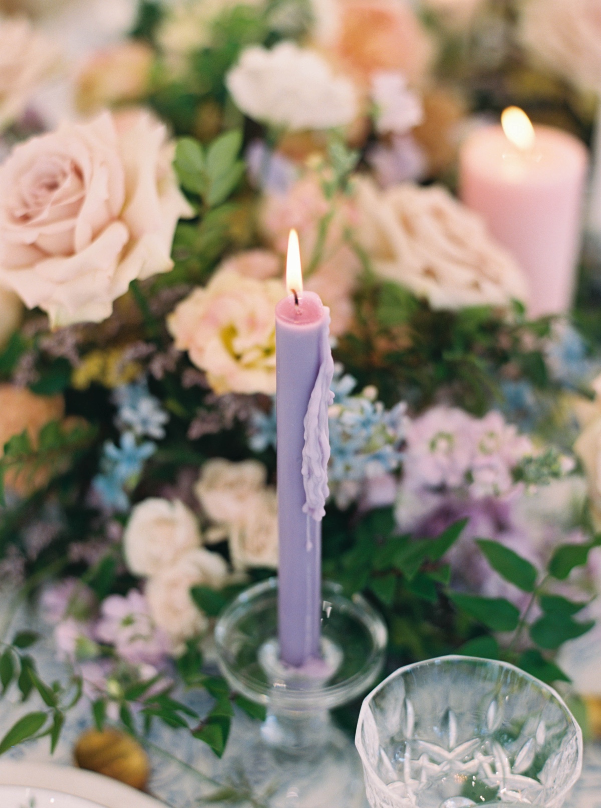 purple tapered candles