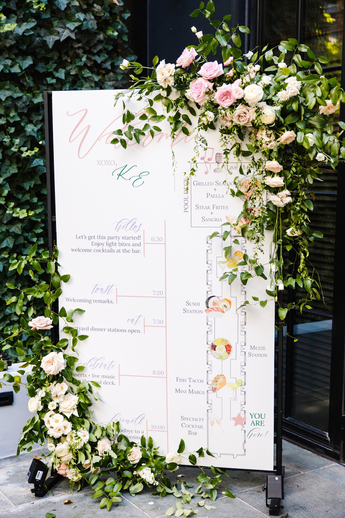 custom food map sign for engagement party