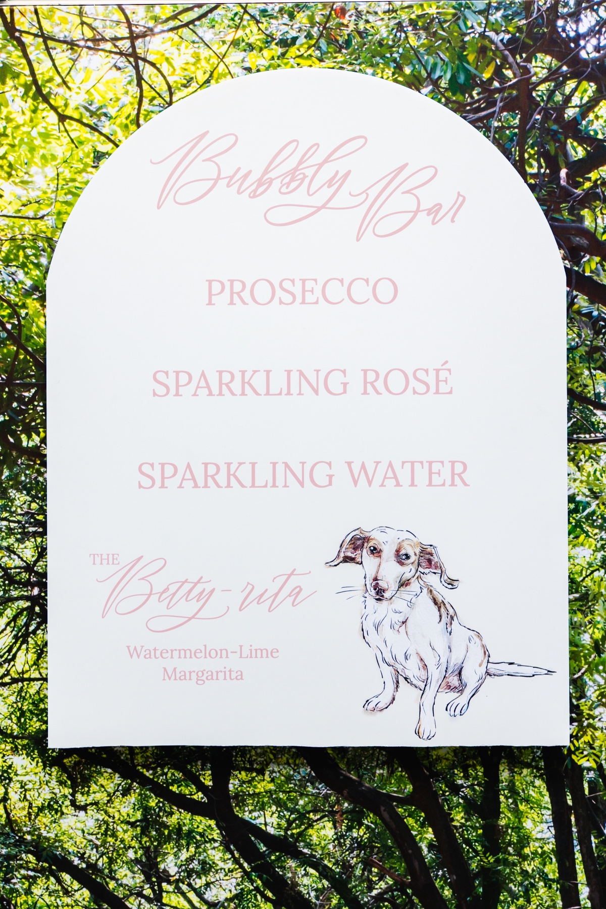 bubbly bar with custom sign at engagement party