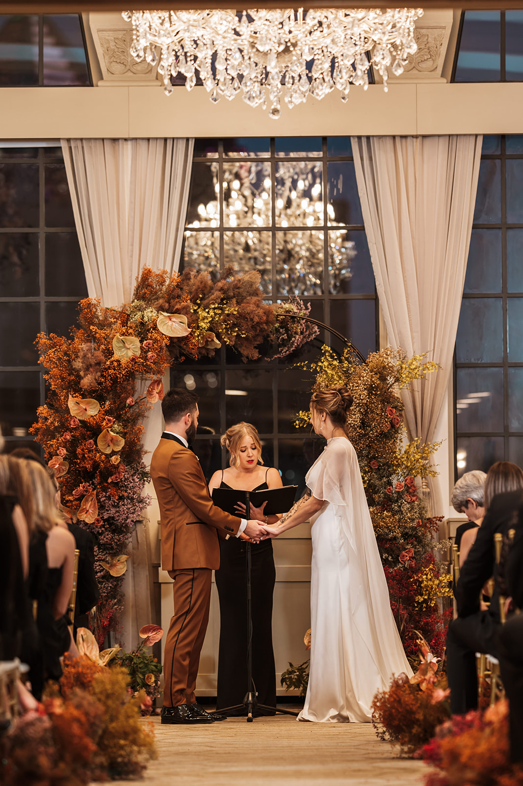 autumn ballroom wedding ceremony