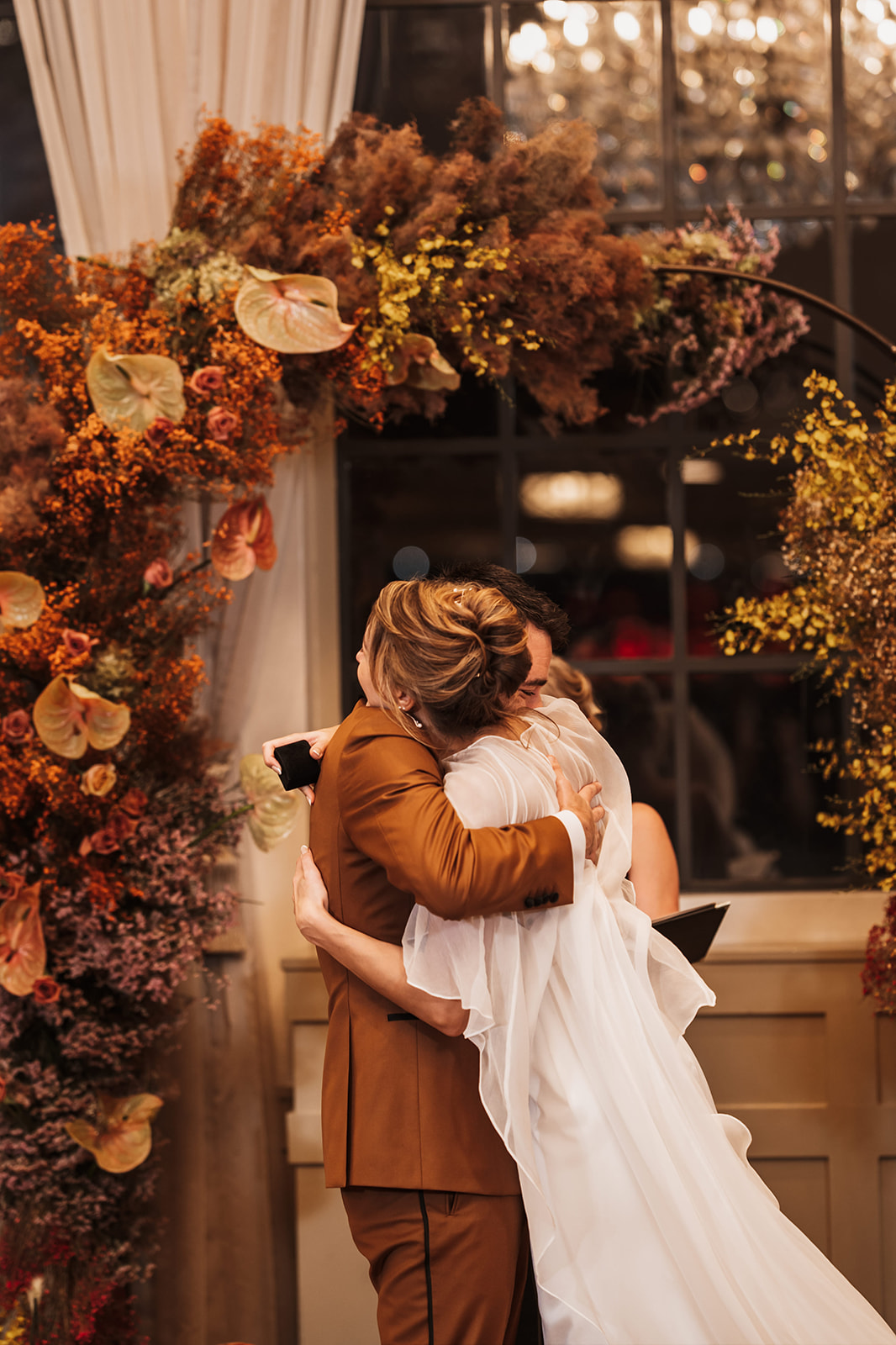 colorful autumn textured floral arch