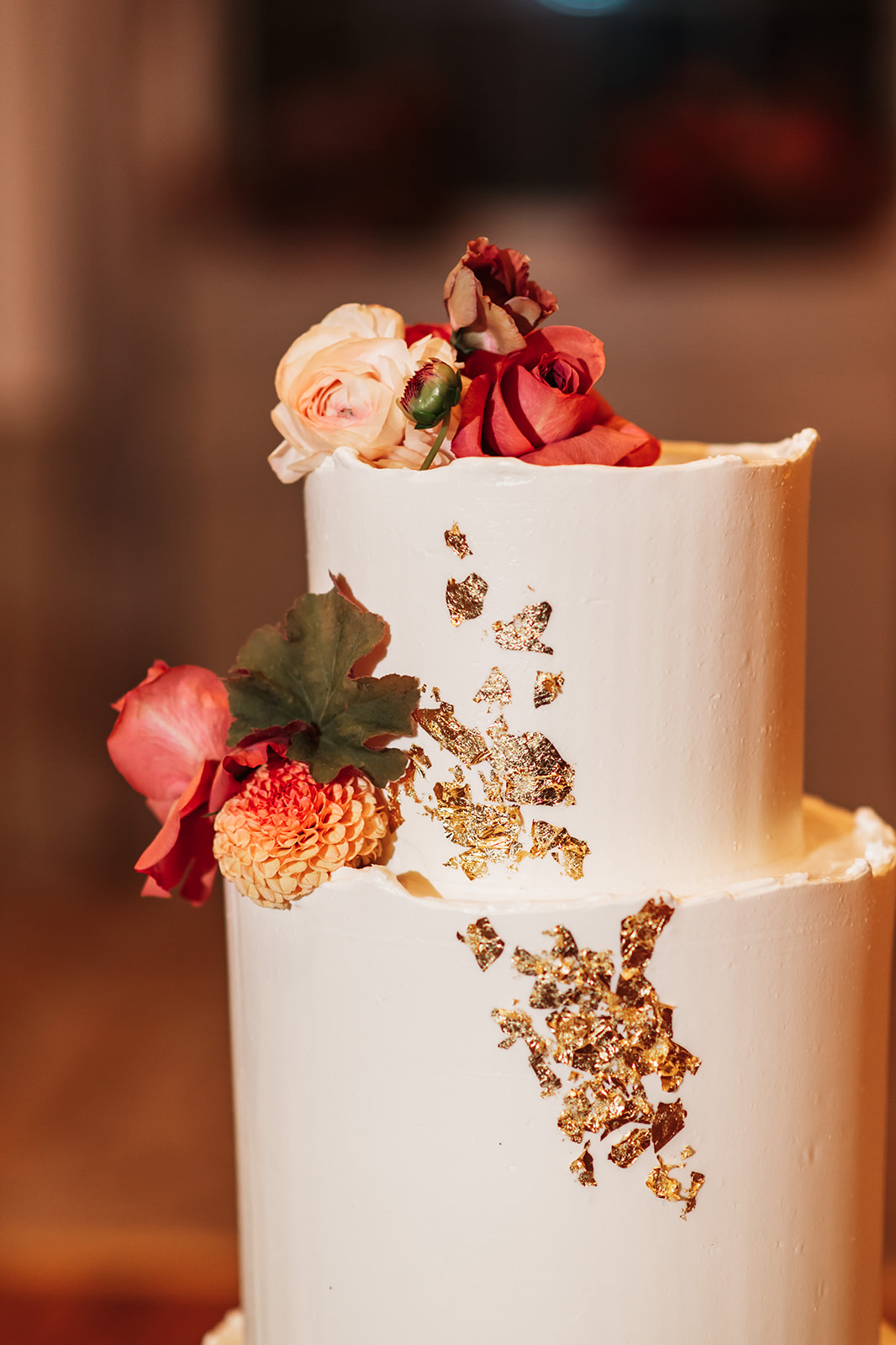 gold leaf wedding cake