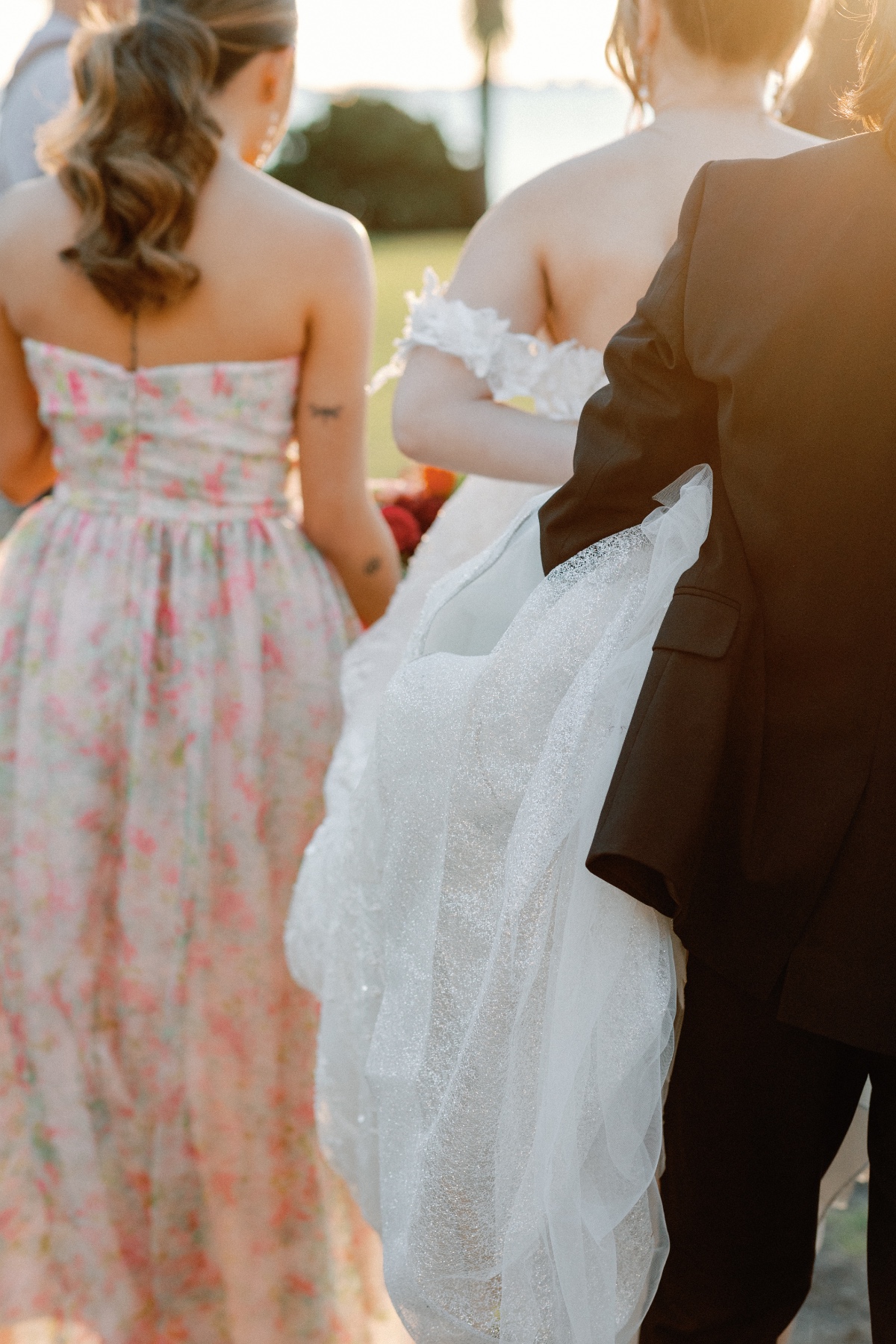 Pastel pink and green floral bridesmaid dress photo ideas