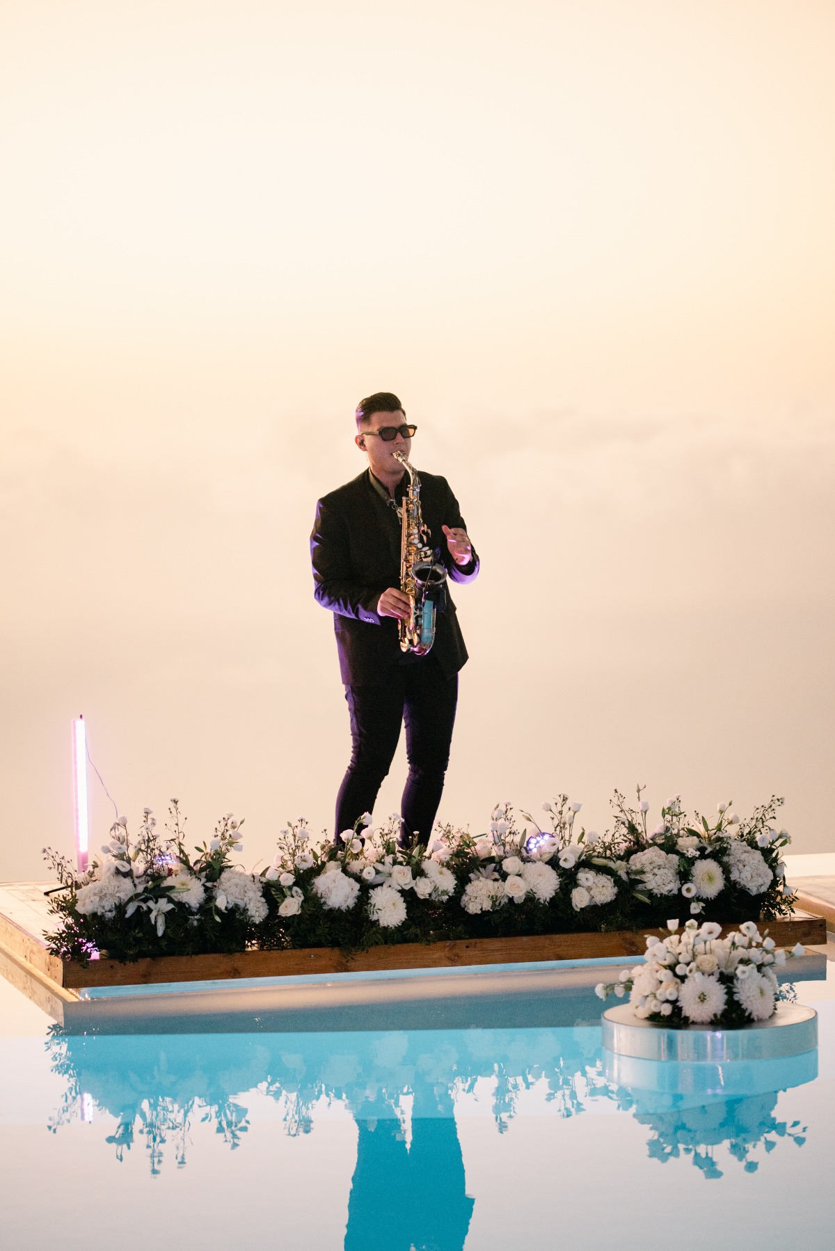 Live saxophone player for destination weddings in Greece