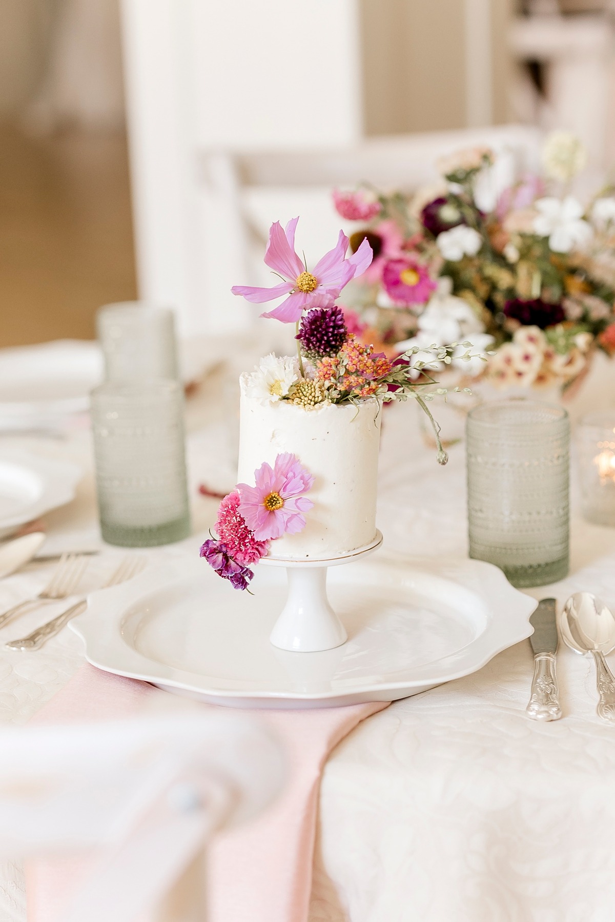 mini floral wedding cakes