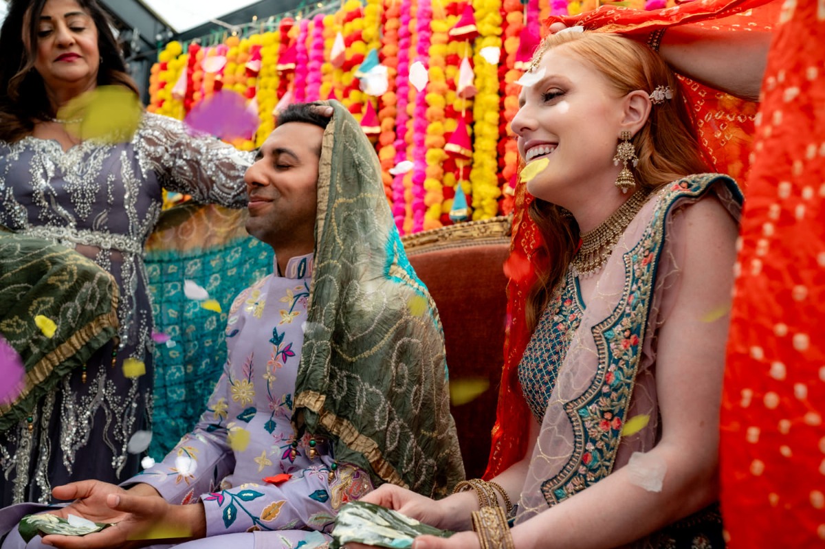 colorful indian wedding ceremony in france