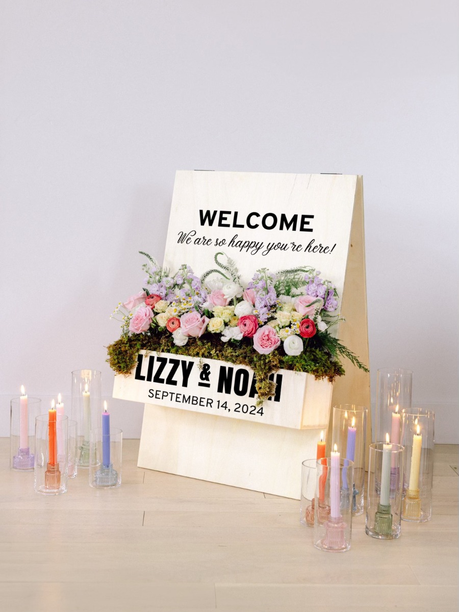 Believe it or not, you can DIY this floral welcome sign display