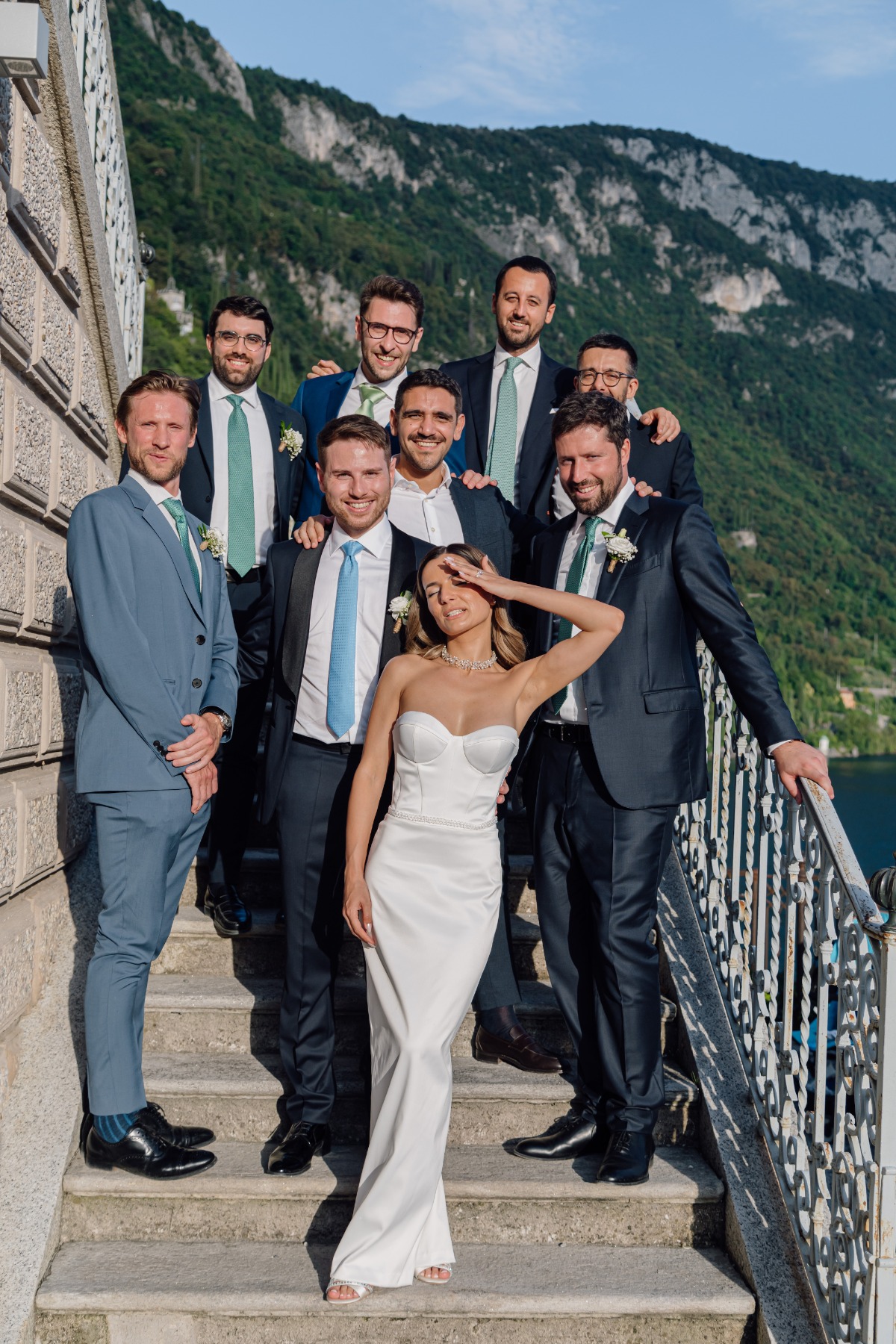 bride with groomsmen