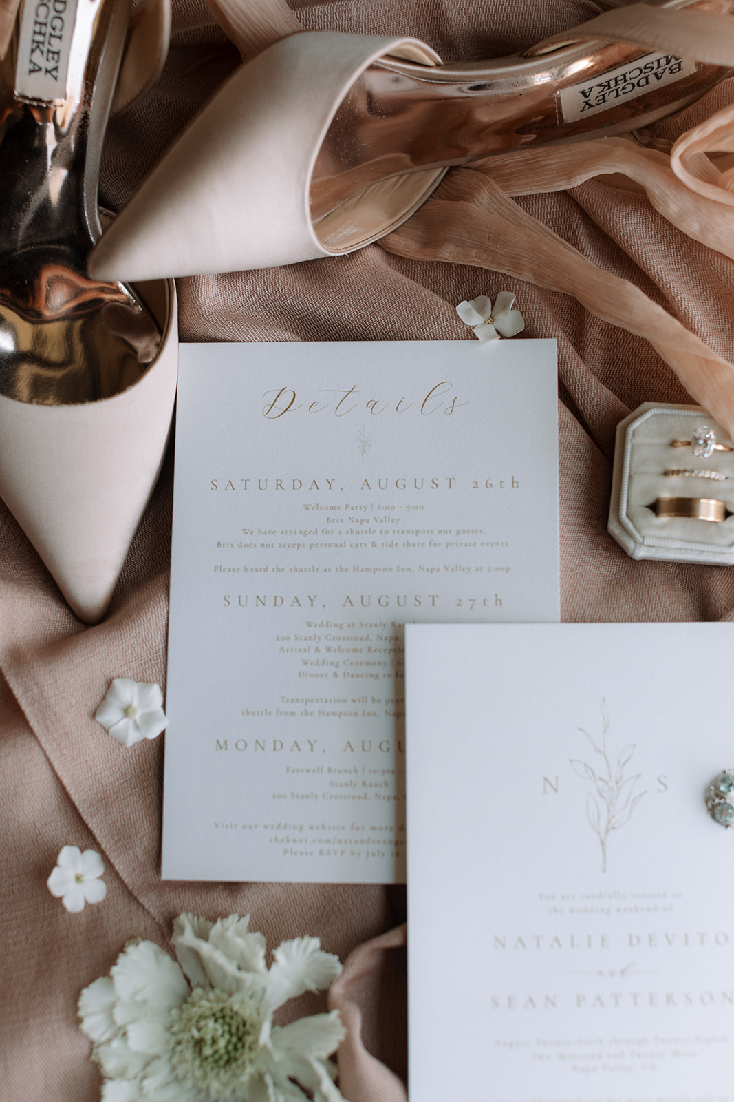 wedding invitations in shades of neutrals