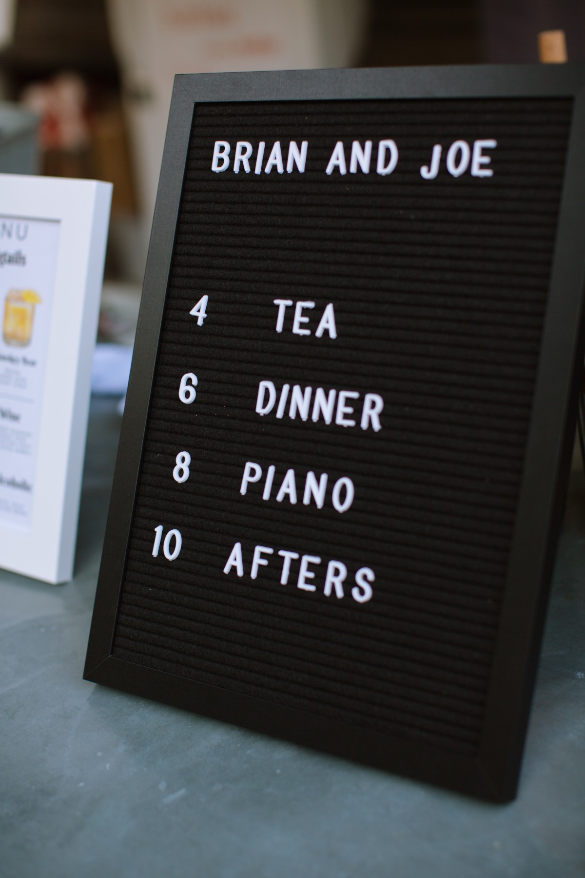 wedding itinerary sign