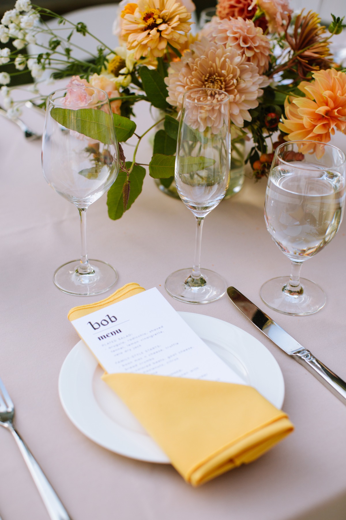 goldenrod table linens