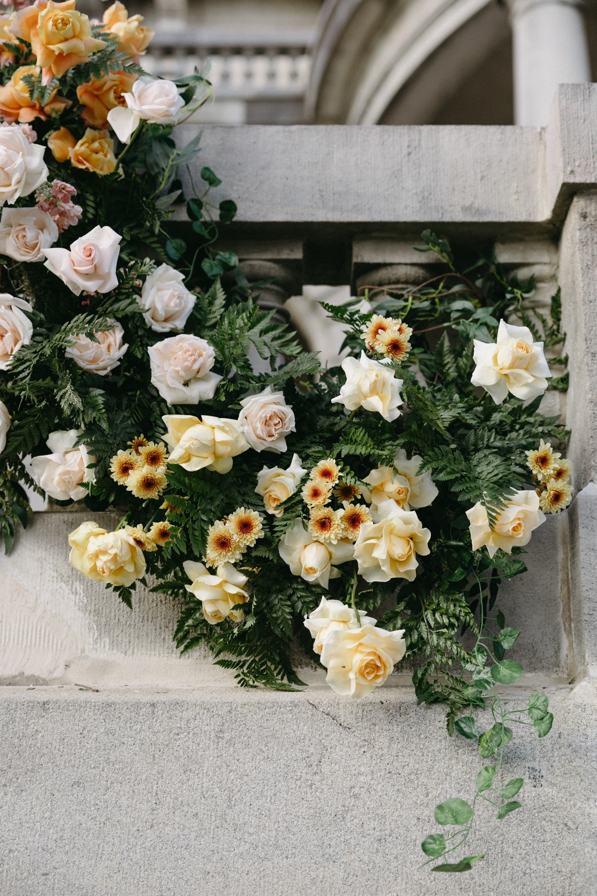 cascading staircase flower arrangements