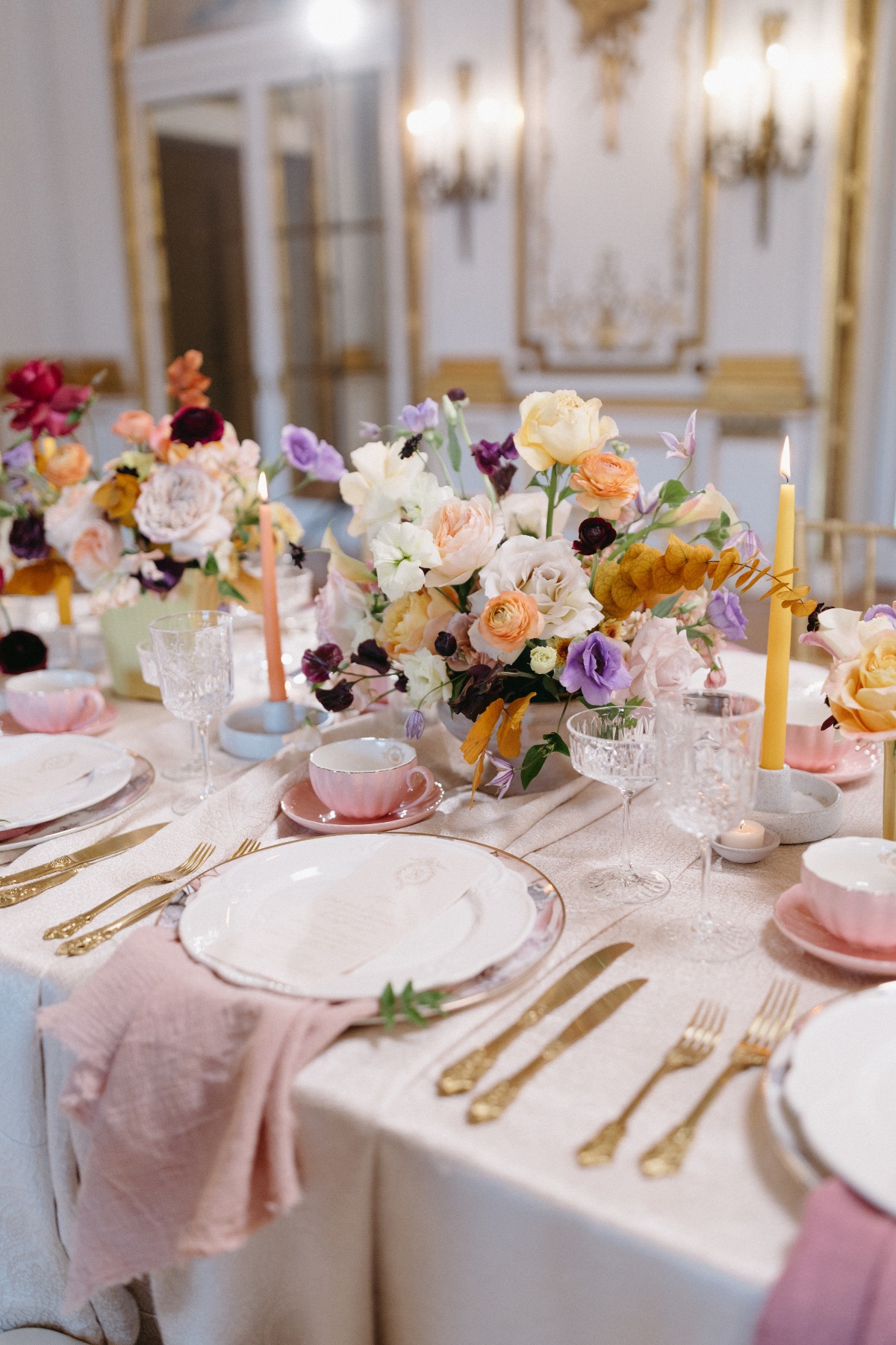 pink table linens