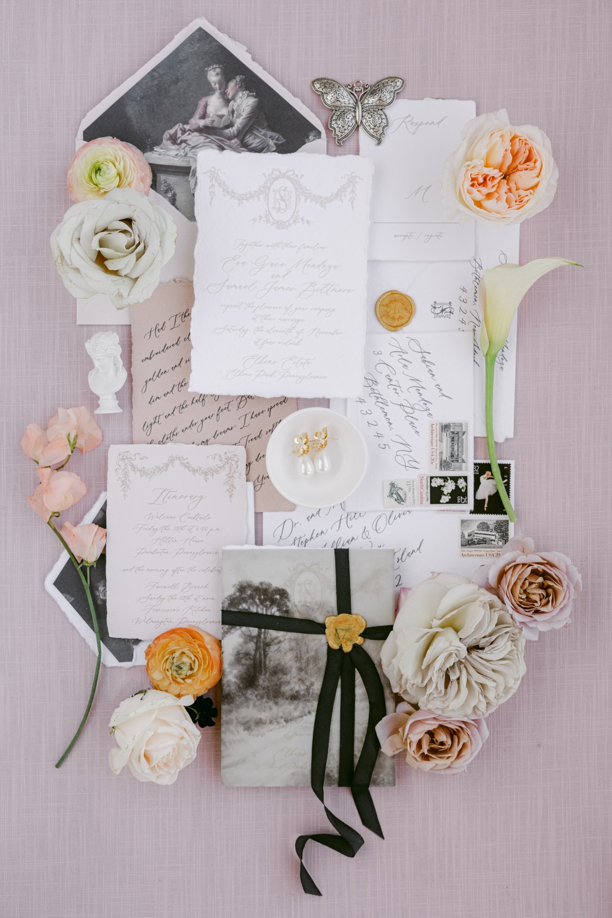 fine art-inspired wedding invitations