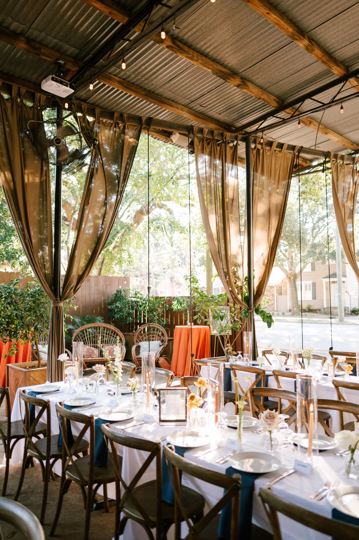 Warm and rustic wedding reception design for restaurants 