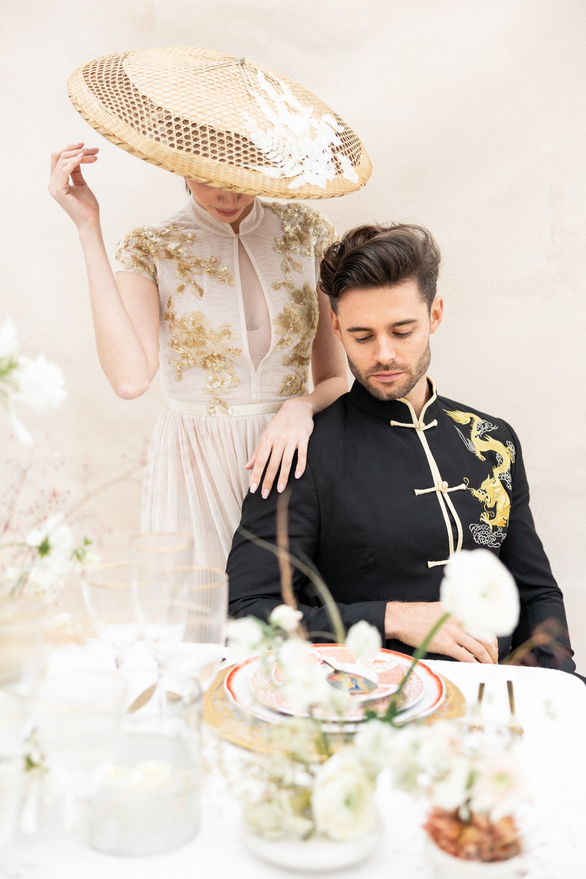 East meets west inspired bride and groom wedding editorial