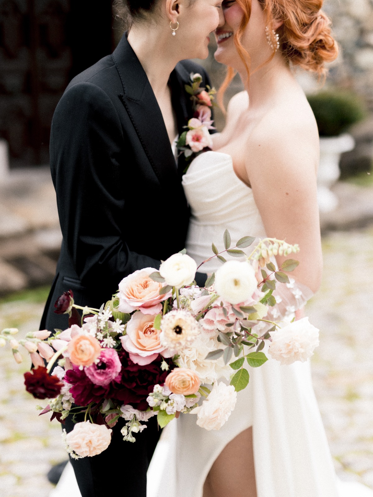 shades of maroon and white bouquet