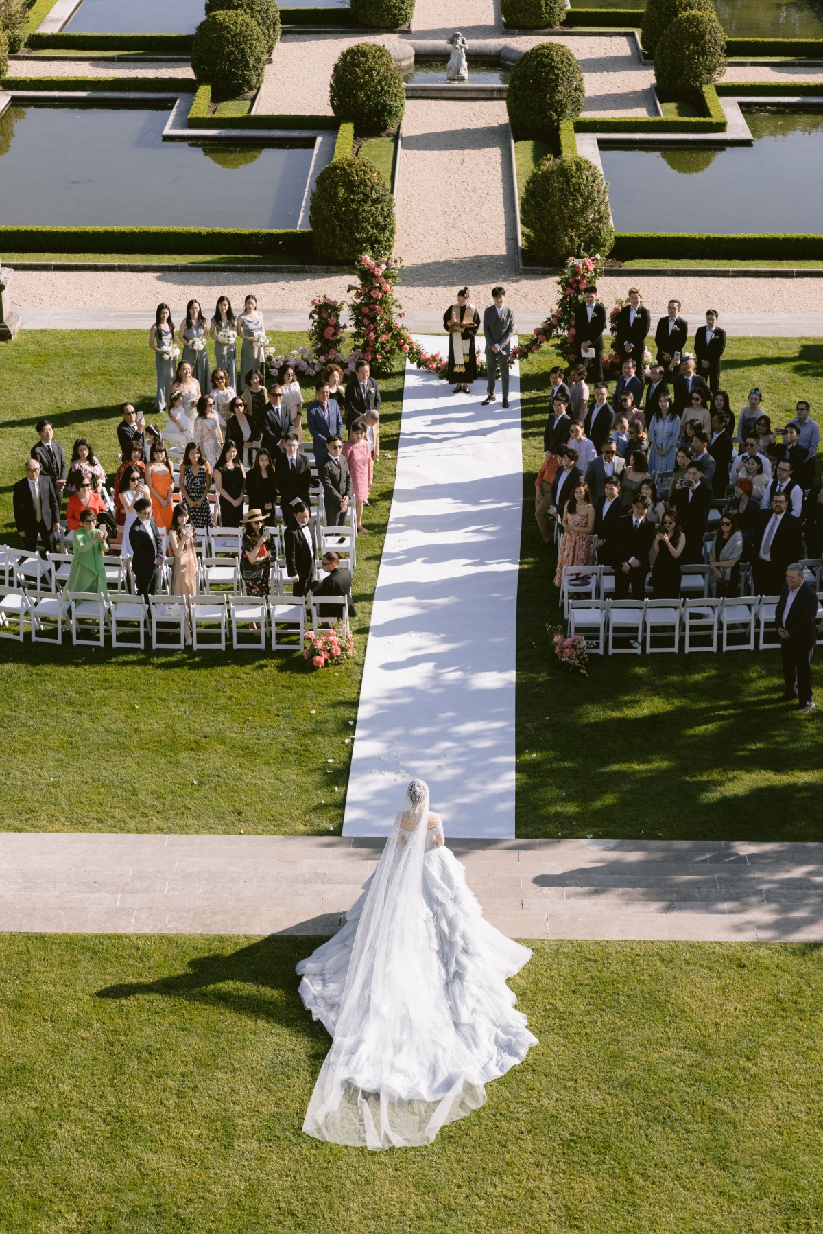 drone garden wedding ceremony photography