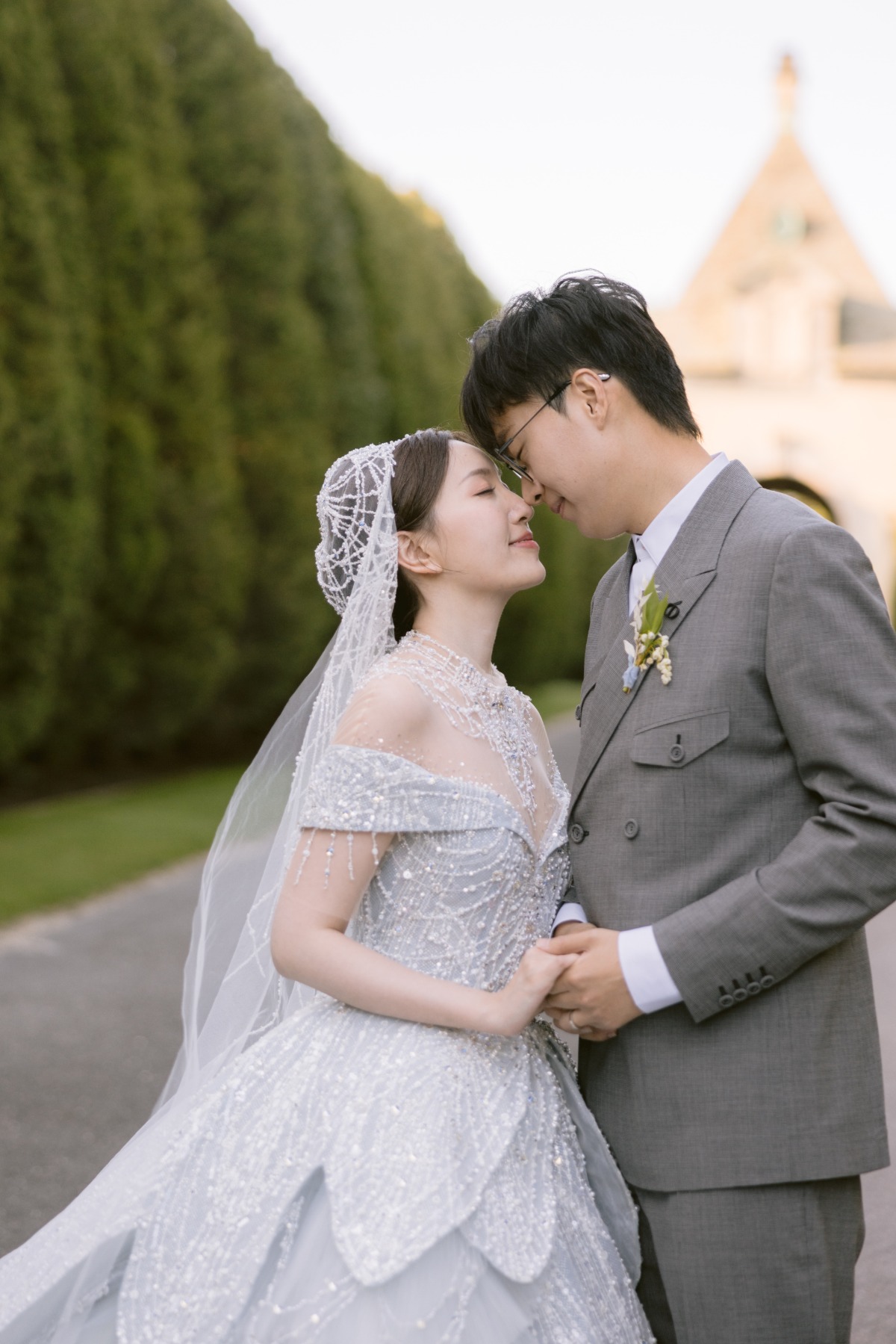 cinderella bride and groom at castle wedding