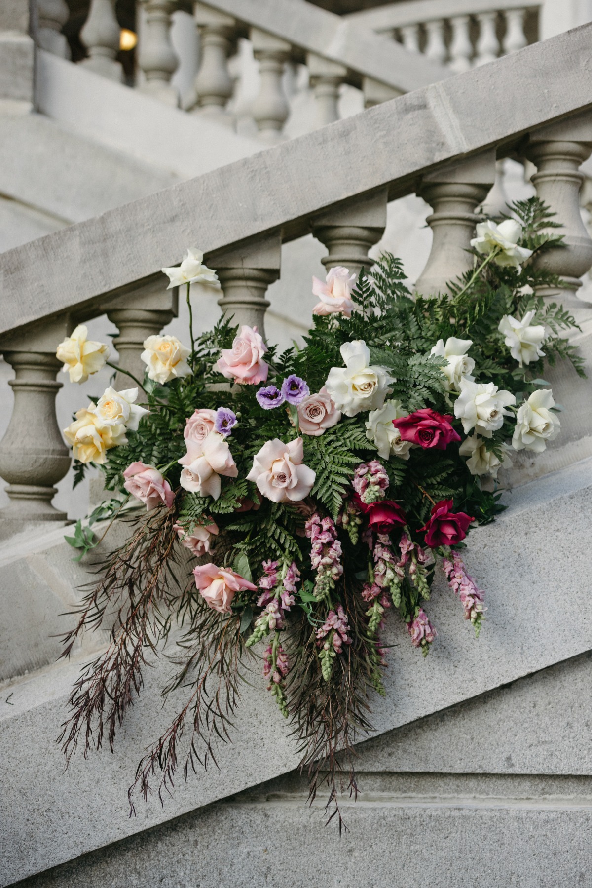 staircase floral arrangements