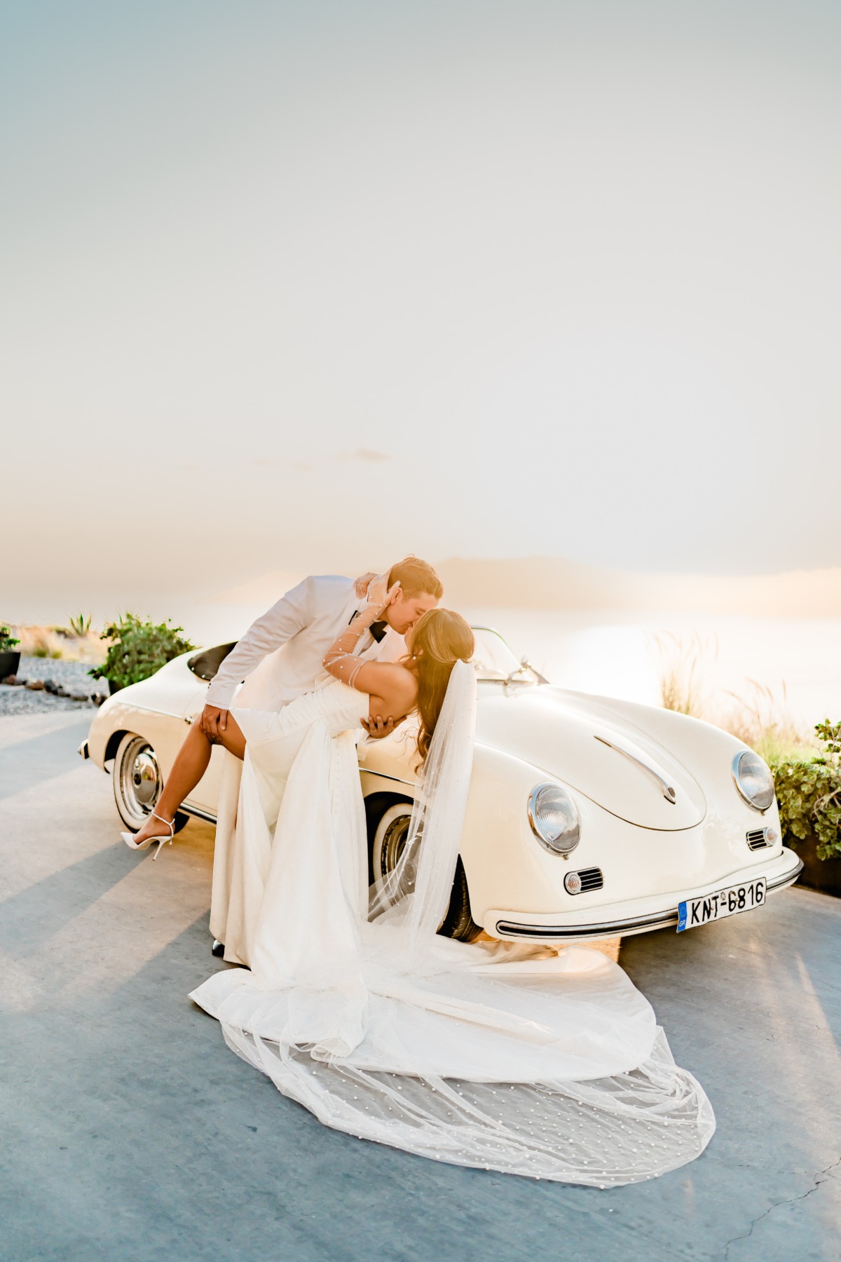 vintage exit car in Santorini