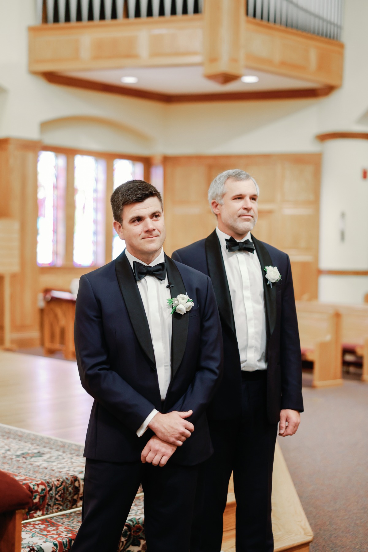 groom waiting for bride at church wedding