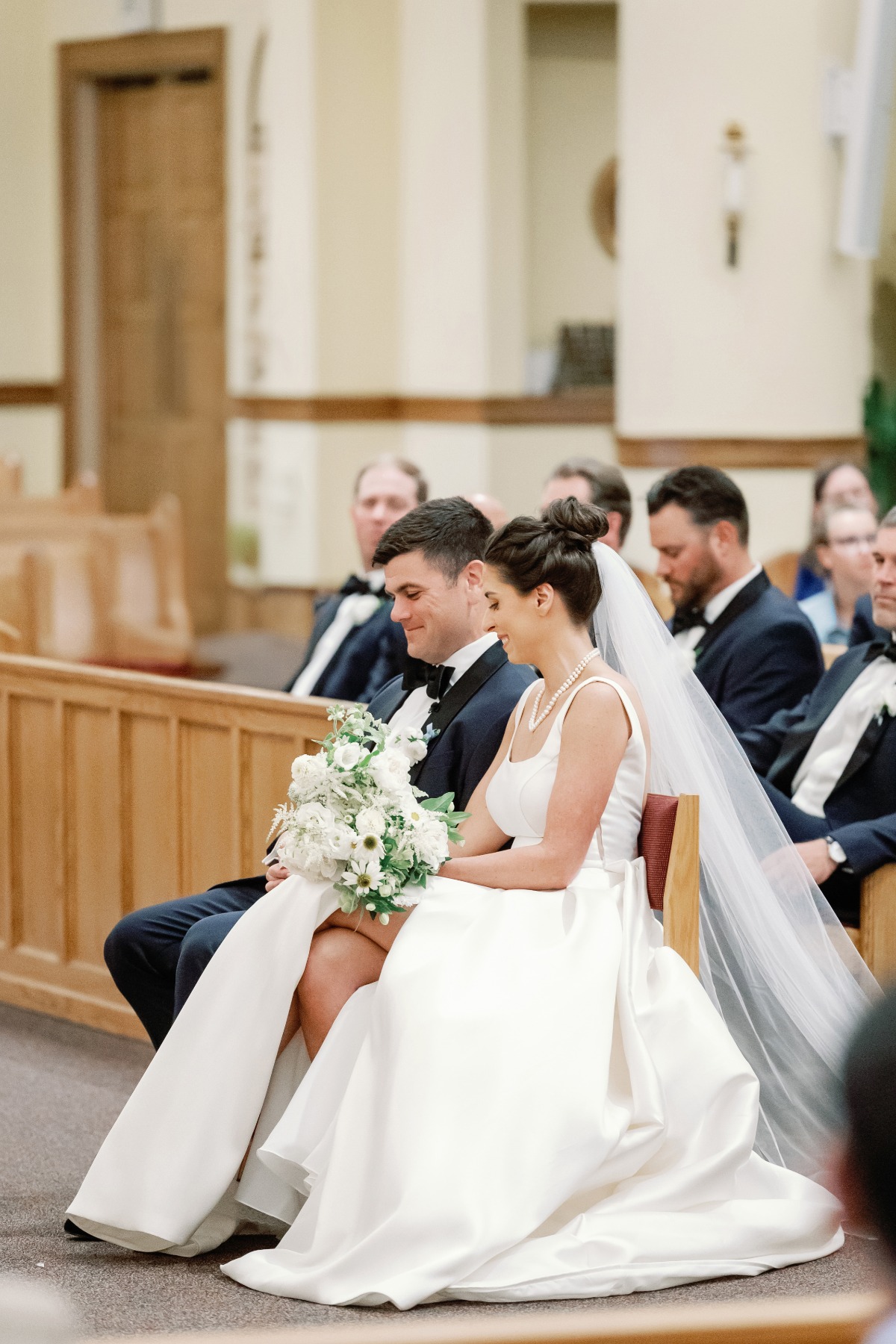 bride and groom at church wedding in north carolina