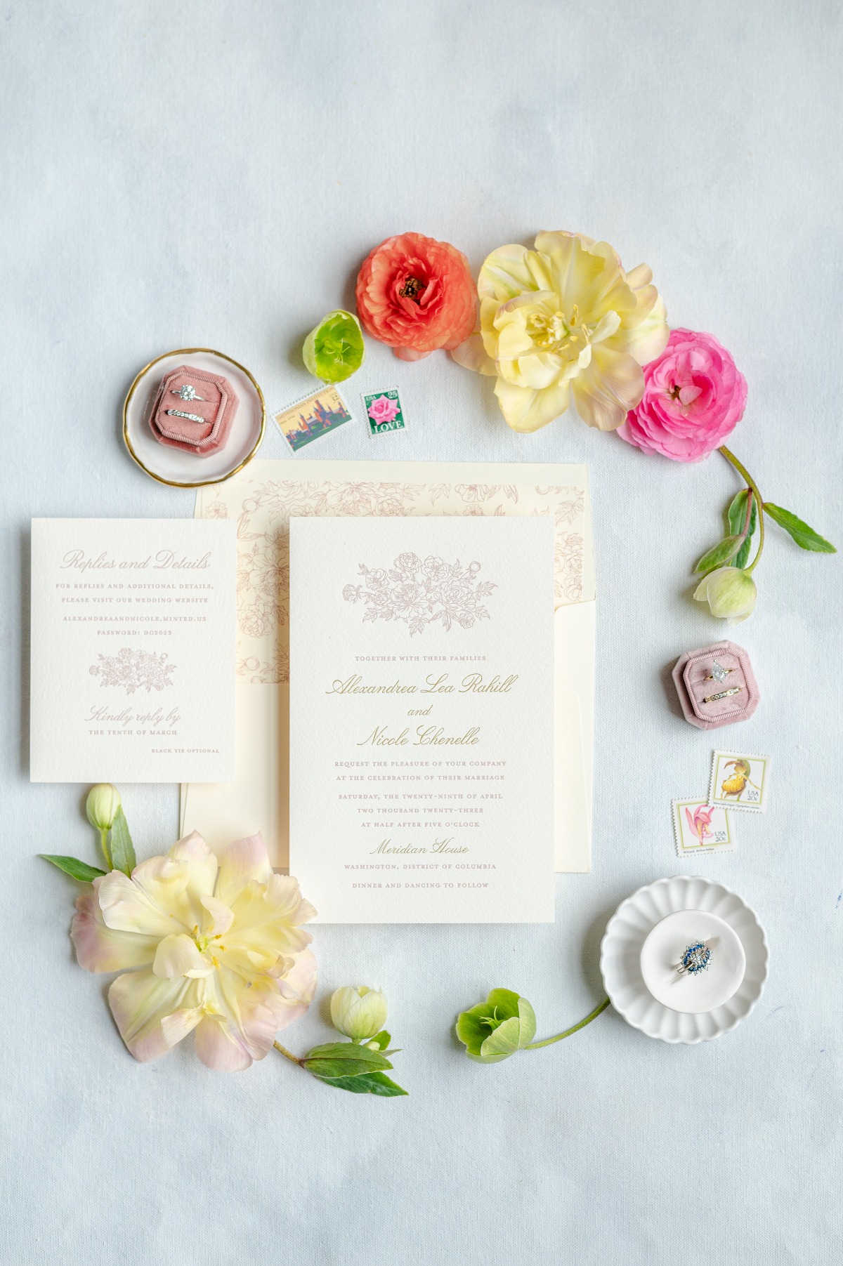 neutral formal wedding invitation suite