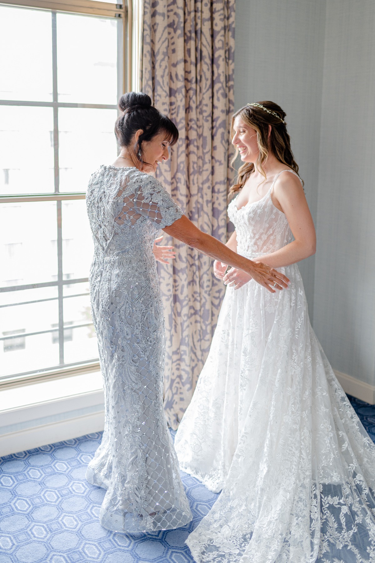 lace lavender mother of the bride dress