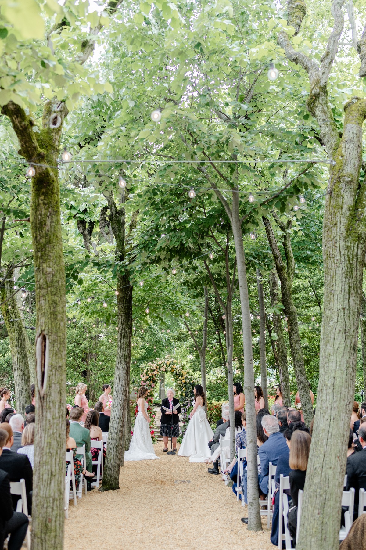 wedding ceremony in tree grove