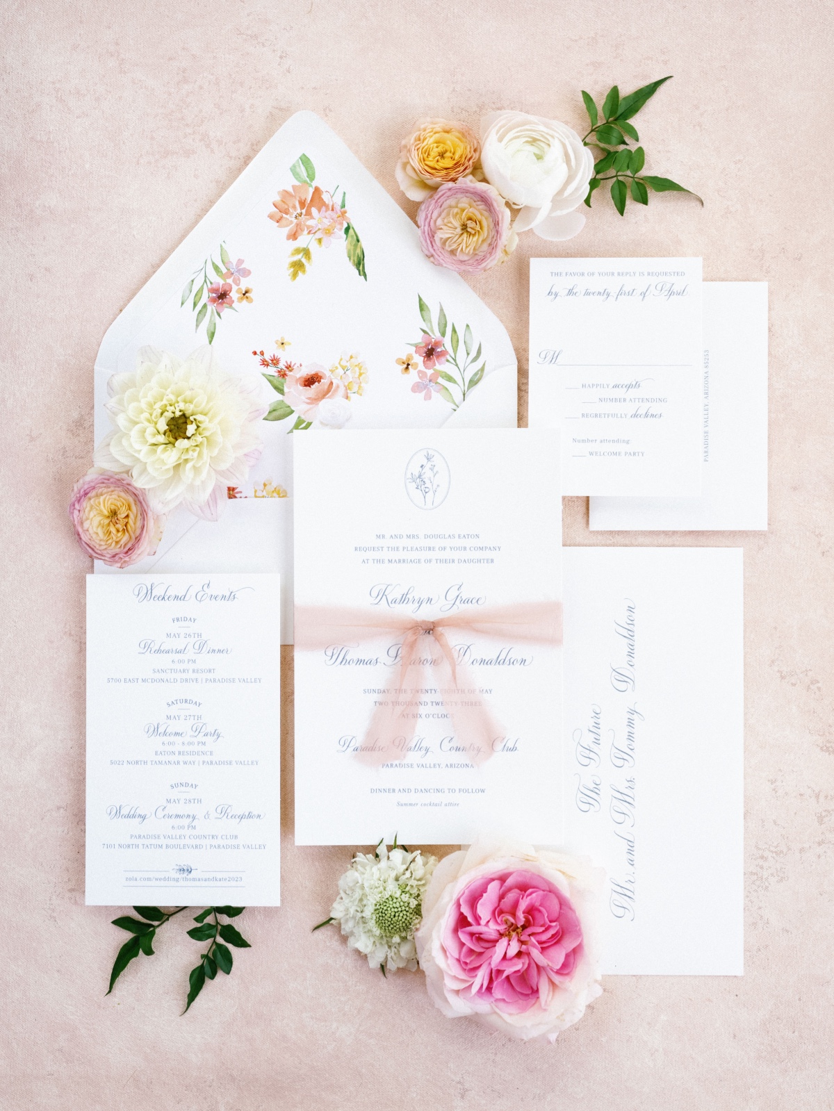 watercolor flower invitation envelopes