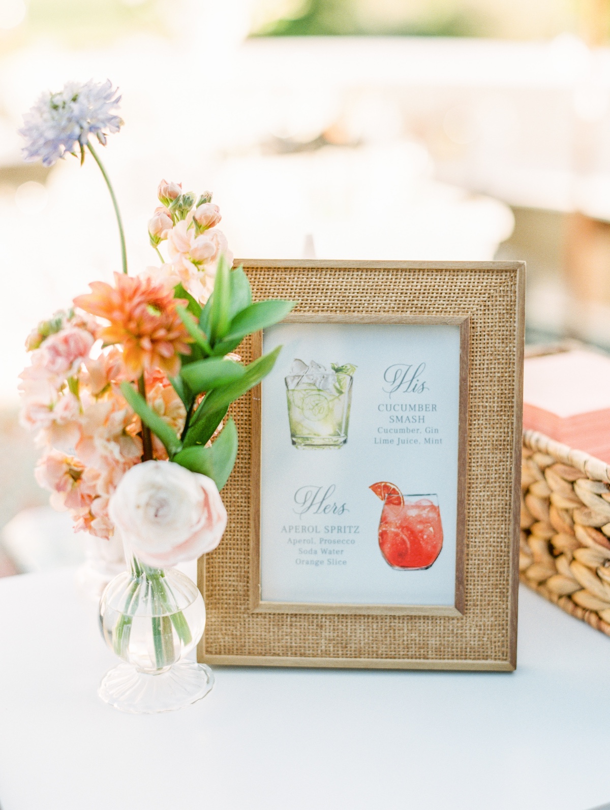 custom summer wedding bar menu