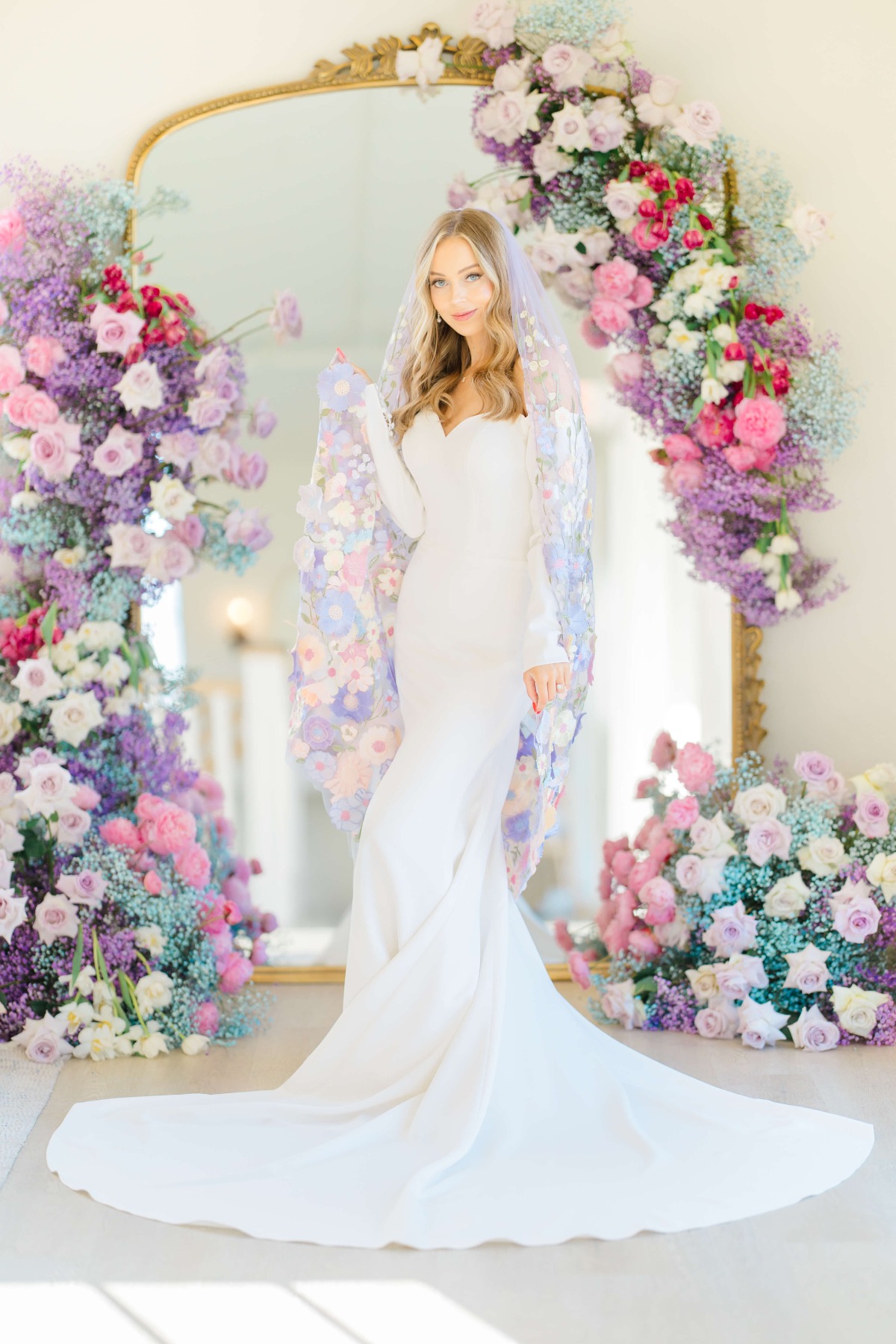 colorful wedding veil