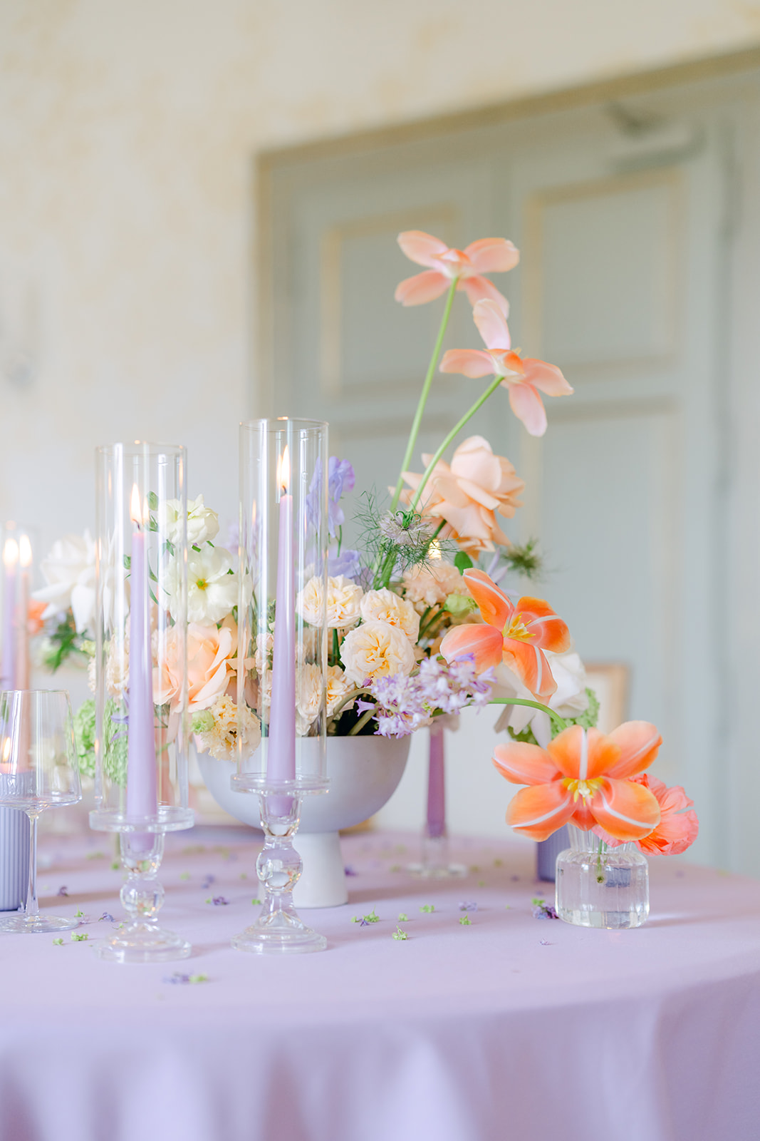 lilac tapered candles