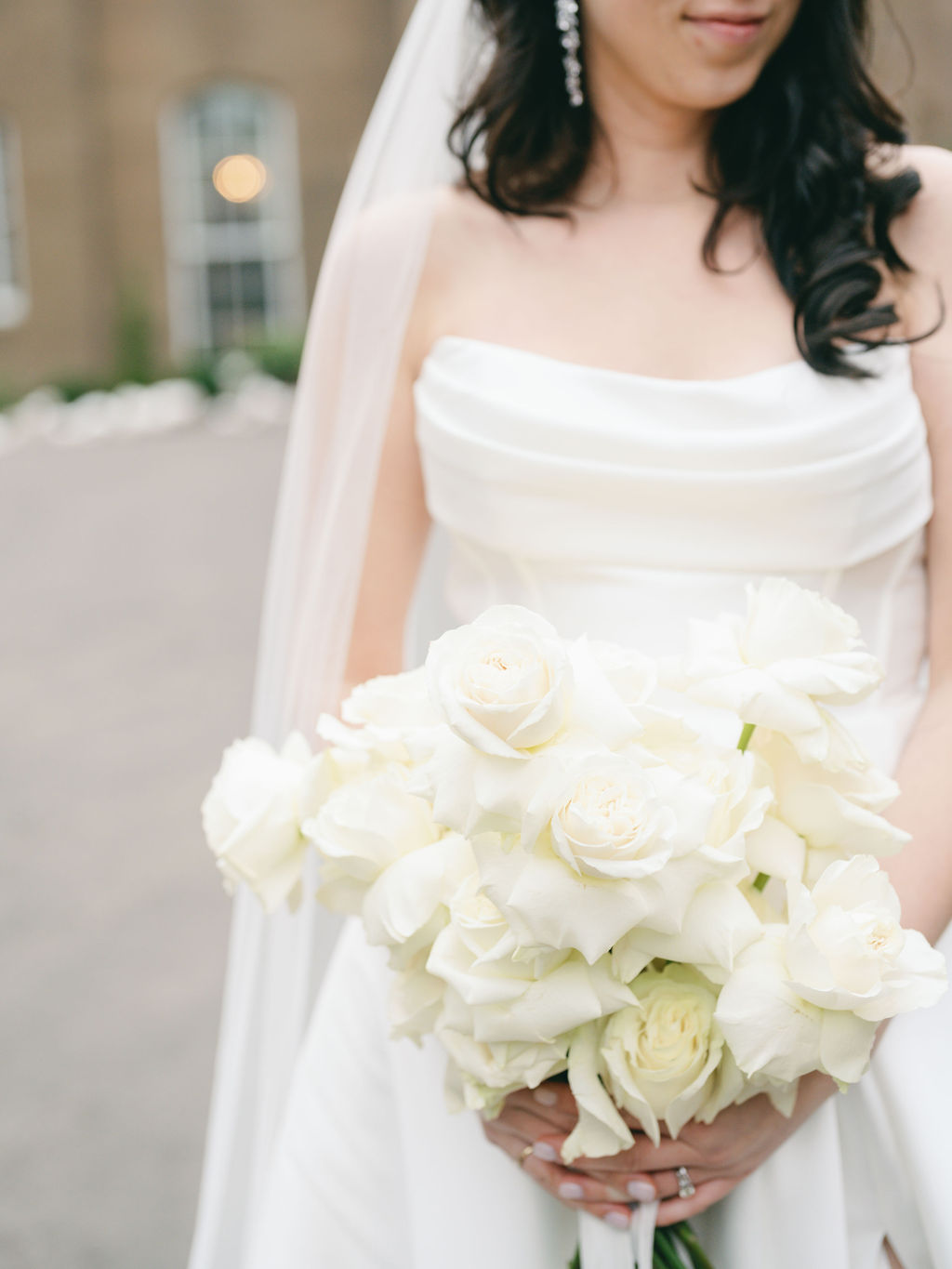 white rose bridal bouquet