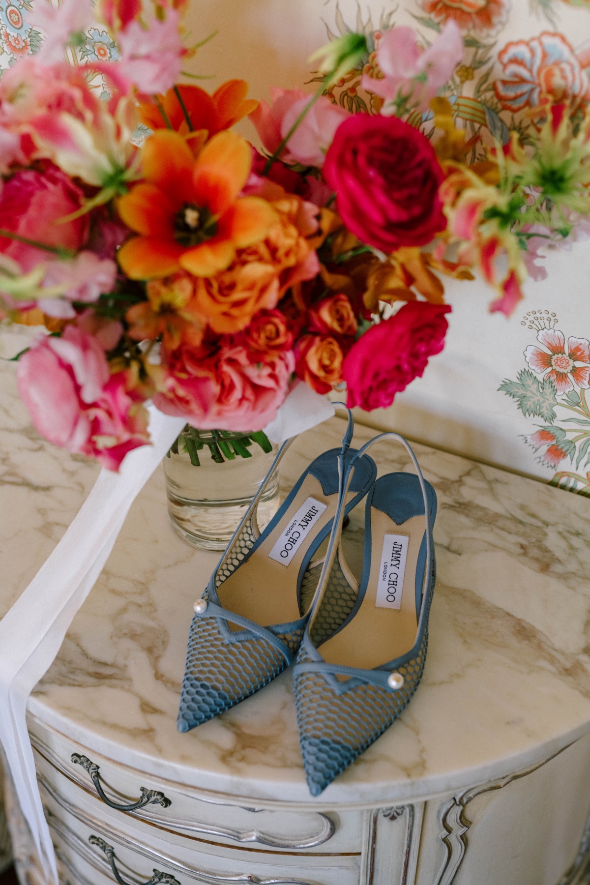 blue Jimmy Choo wedding shoes