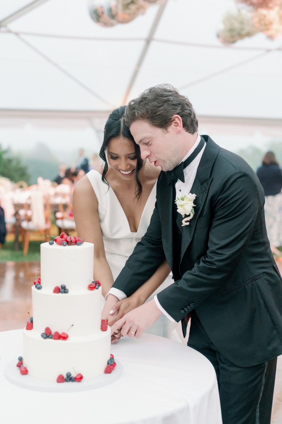 cutting the wedding cake