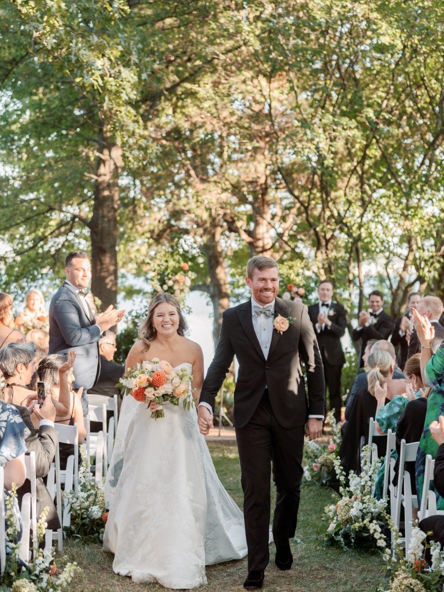 A garden party-inspired lakeside backyard wedding in North Carolina